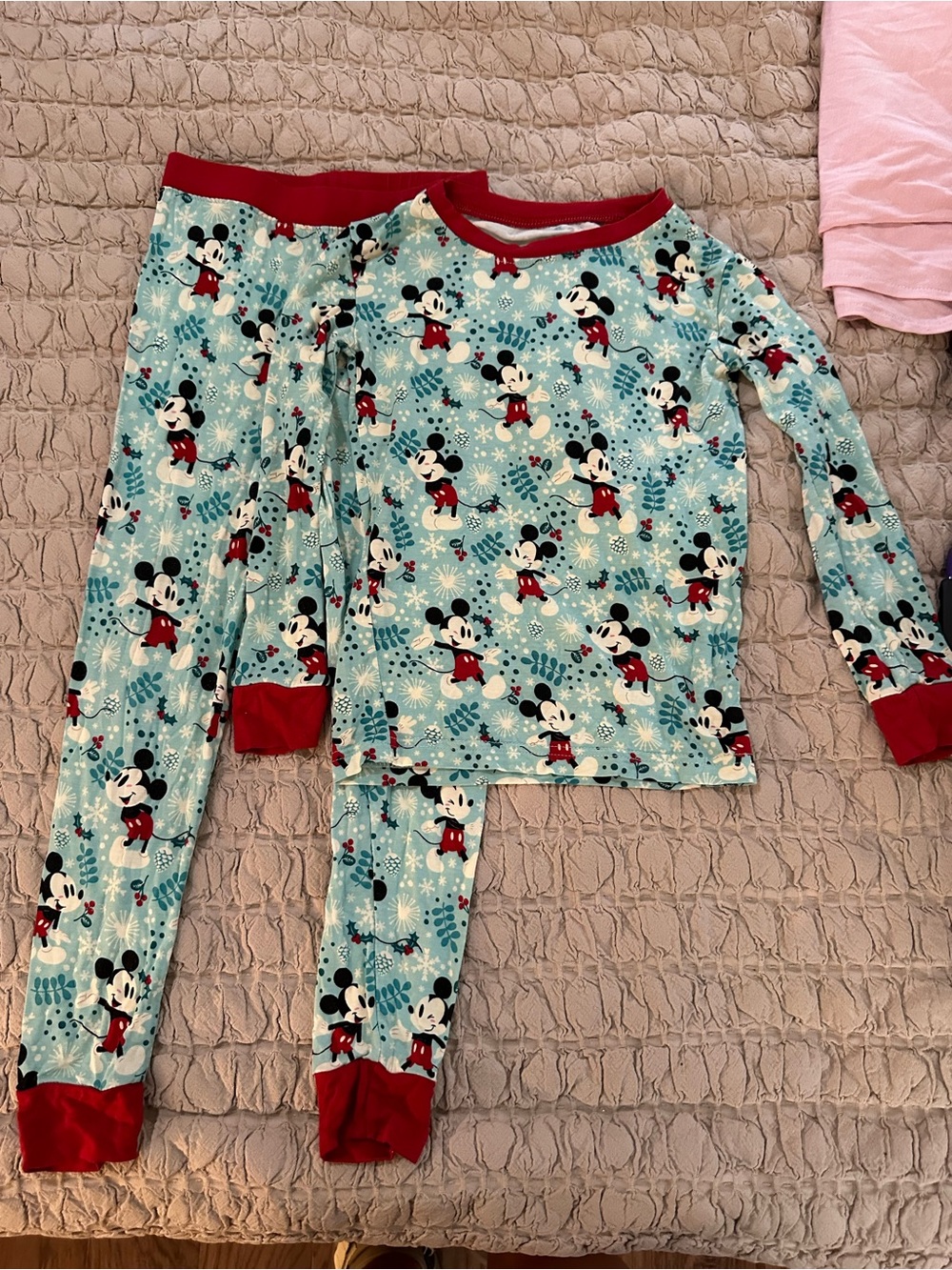 Little Sleepies Light Blue & Red Mickey Mouse Pajama Set
